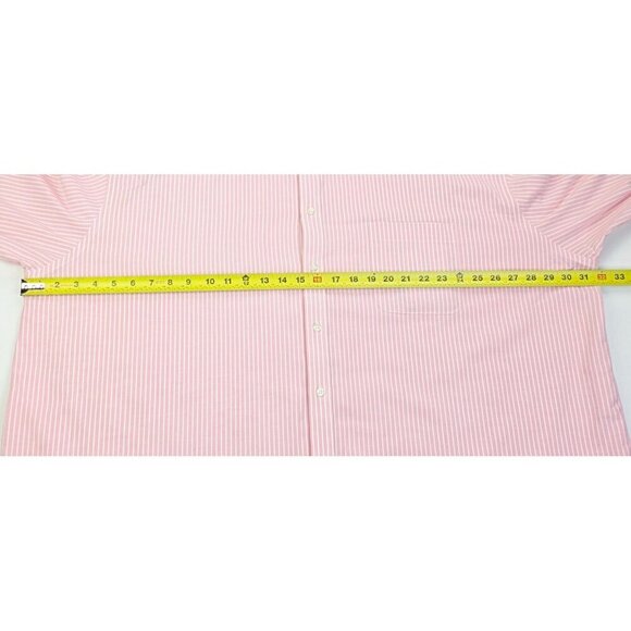 Stafford Size 20 34-35 Big Salmon White Stripe Wrinkle Free Oxford Button Down - Picture 3 of 9